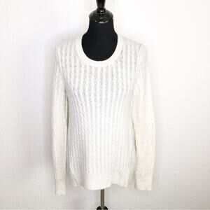 ATM cream gray cable knit wool mohair blend sweater size Small
